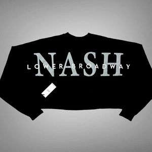 NWT SPIRIT JERSEY Crop Top Nashville Lower Broadway Black Boxy Bachelorette Sexy